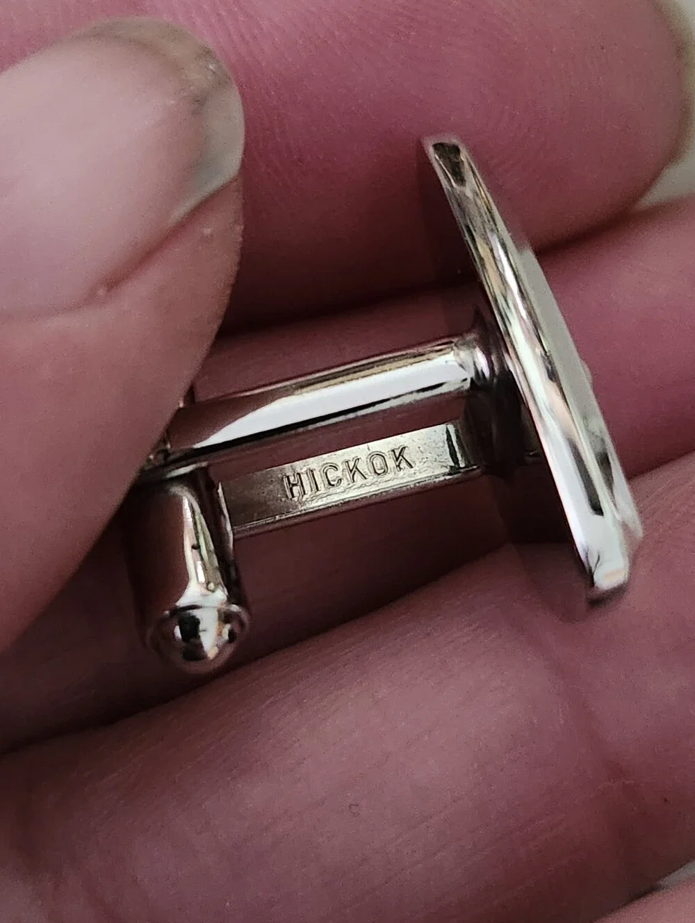 Vtg Mid Century Modern Hickok Silver Tone Cufflinks With Starburst Design